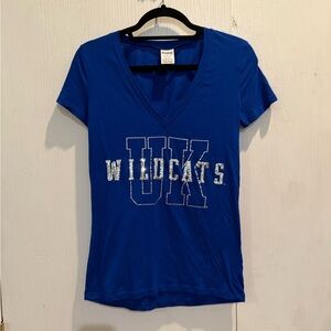 PINK Victoria's Secret Blue UK Wildcats V-Neck Sequin Tee